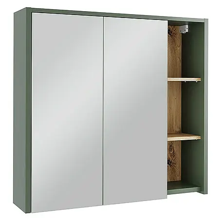 Vicco  Spiegelschrank Viola Grün/Artisan mit offenen Regalen