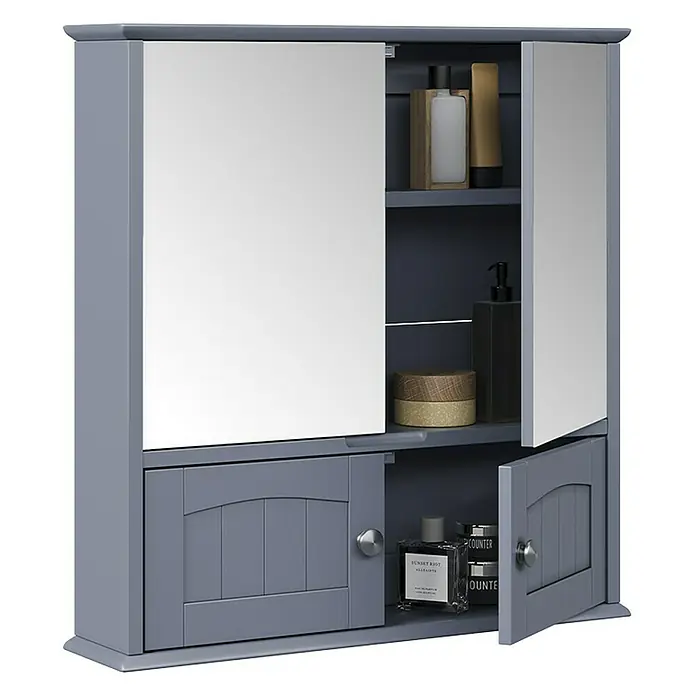 Vicco Spiegelschrank Bianco Grau - B x H: 56 x 58 cm, Sonstiges, Grau