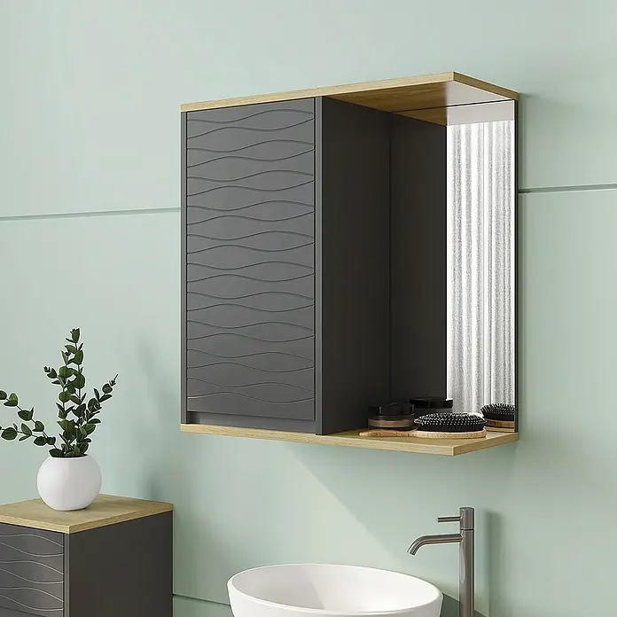 Vicco Spiegelschrank Livia Anthrazit - Sonstiges, Anthrazit