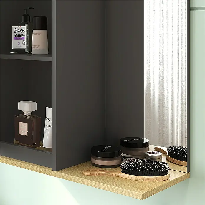 Vicco Spiegelschrank Livia Anthrazit - Sonstiges, Anthrazit