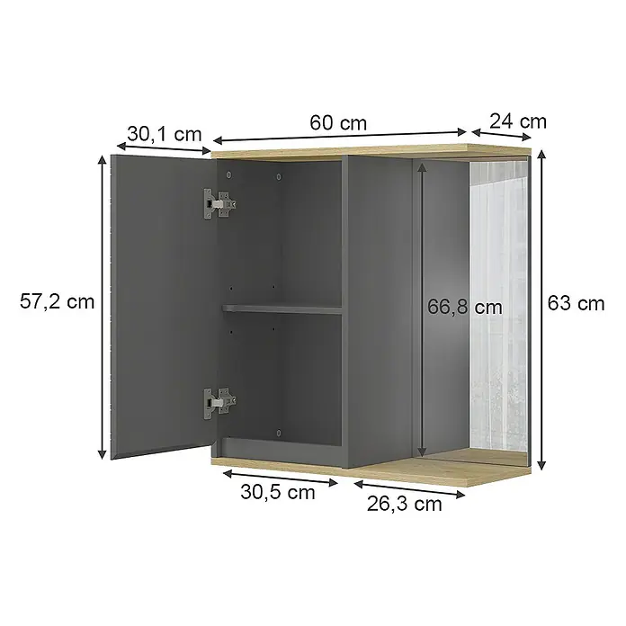 Vicco Spiegelschrank Livia Anthrazit - Sonstiges, Anthrazit