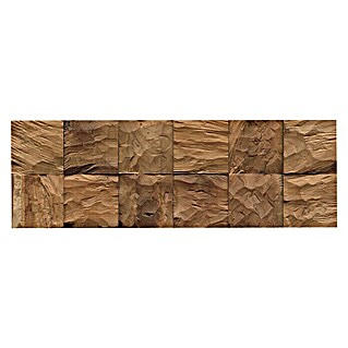 Indo Holzpaneel 3D Wall Diamondwood Cube Nature (Teak, 552 x 184 x 10 mm, Anzahl Paneele: 10 Stk., 1,016 m²)