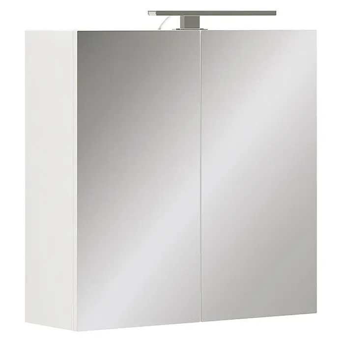 Vicco Spiegelschrank Lavio Weiß mit LED-Beleuchtung - B x H: 60 x 60 cm, Stahl, Weiß