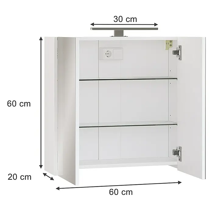 Vicco Spiegelschrank Lavio Weiß mit LED-Beleuchtung - B x H: 60 x 60 cm, Stahl, Weiß