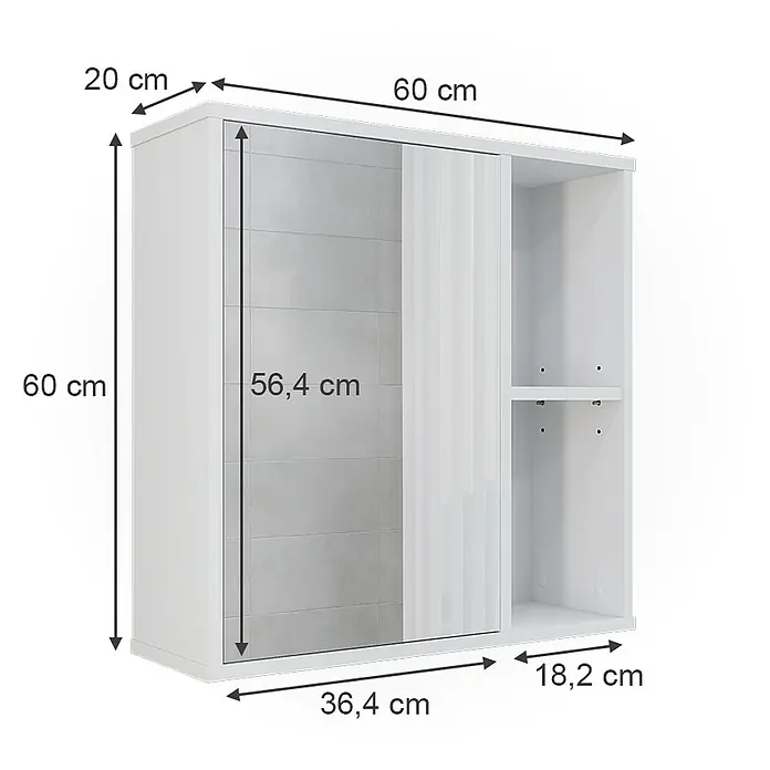Vicco Spiegelschrank Leano Weiß - Sonstiges, Weiß