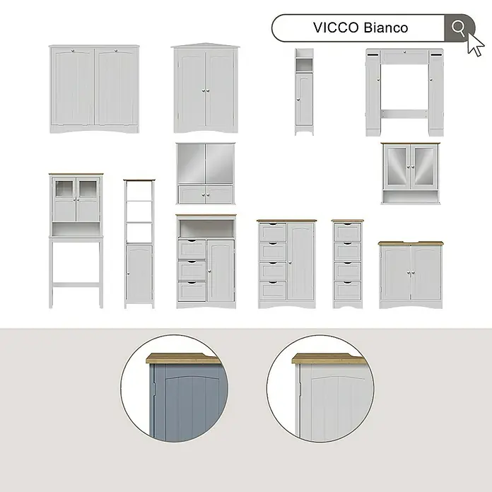 Vicco Spiegelschrank Bianco Weiß - Sonstiges, Weiß