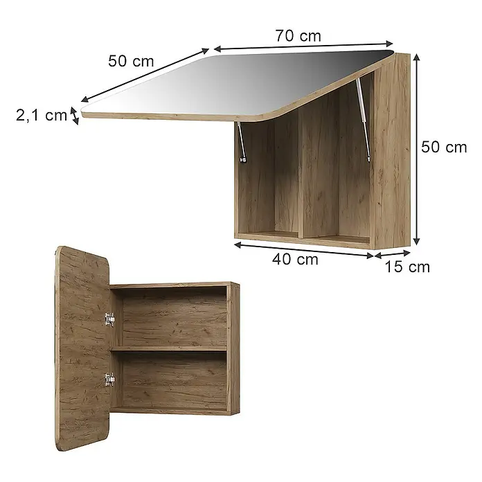 Vicco Spiegelschrank Zino Goldkraft Eiche mit Regalen - Sonstiges, Goldkraft Eiche