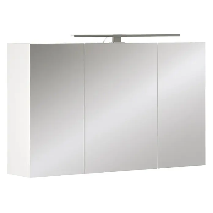 Vicco Spiegelschrank Lavio Weiß mit 3 Türen und LED-Beleuchtung - Stahl, Weiß