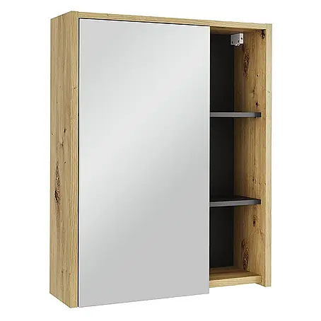Vicco  Spiegelschrank Viola Artisan/Grau mit offenen Regalen