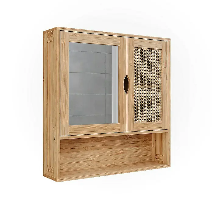 Vicco Spiegelschrank Liora Bambus mit Spiegel - B x H: 56 x 58 cm, Sonstiges, Bambus