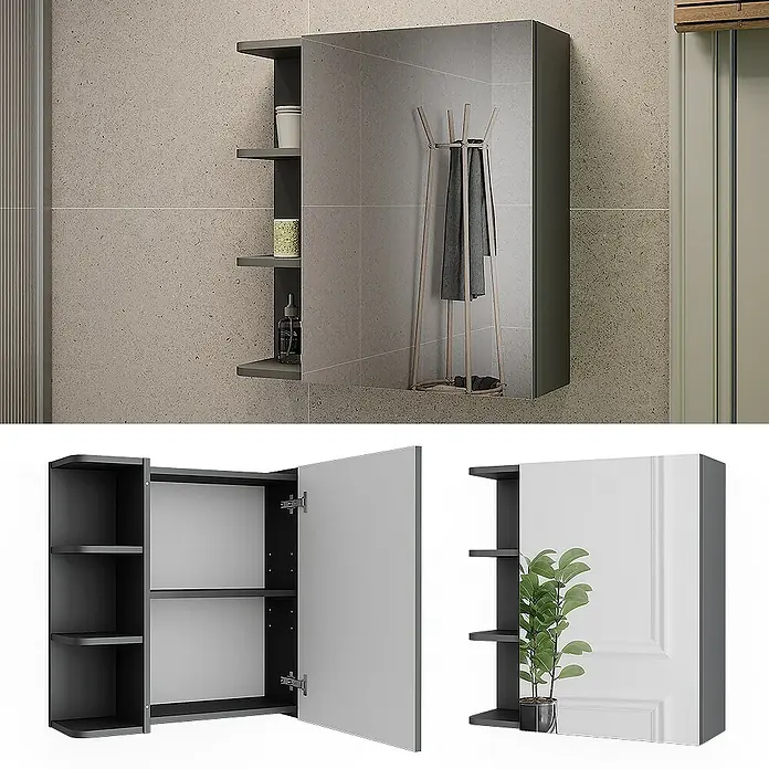 Vicco Spiegelschrank Fynn Anthrazit - Sonstiges, Anthrazit