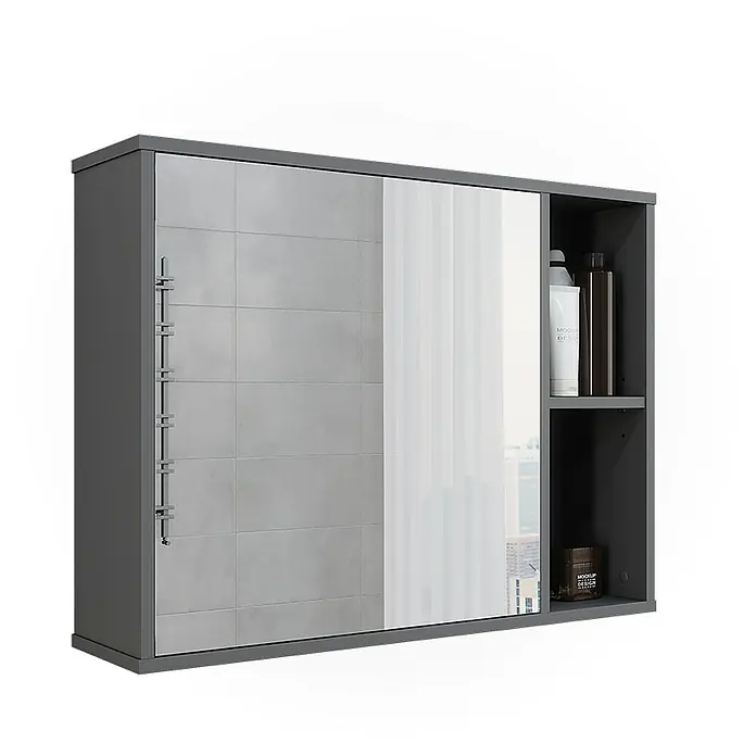 Vicco Spiegelschrank Leano Anthrazit/Bergeiche - B x H: 80 x 60 cm, Sonstiges, Anthrazit/Bergeiche