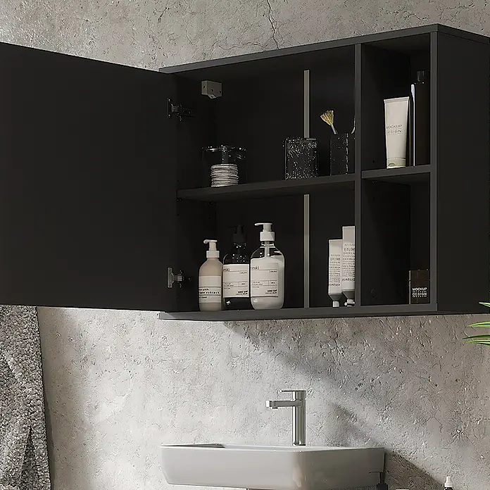 Vicco Spiegelschrank Leano Anthrazit/Bergeiche - B x H: 80 x 60 cm, Sonstiges, Anthrazit/Bergeiche