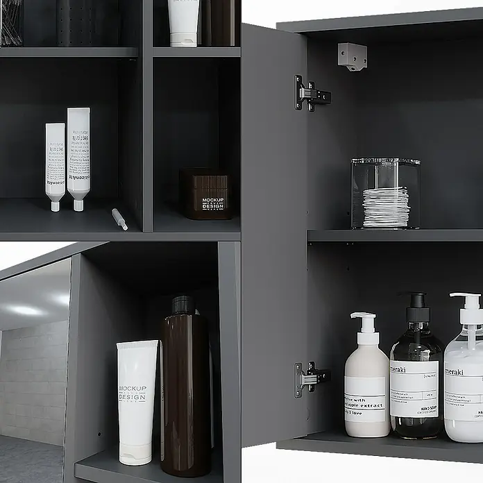 Vicco Spiegelschrank Leano Anthrazit/Bergeiche - B x H: 80 x 60 cm, Sonstiges, Anthrazit/Bergeiche