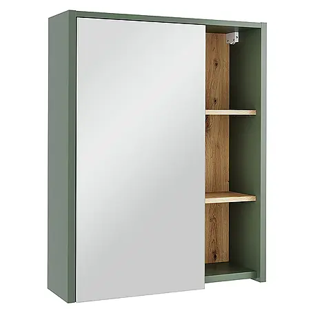 Vicco  Spiegelschrank Viola Grün/Artisan mit offenen Regalen