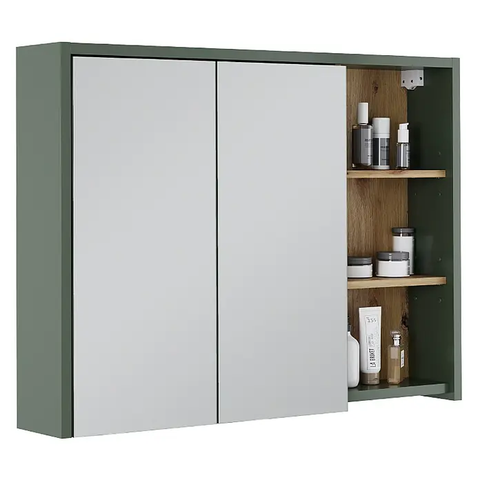 Vicco Spiegelschrank Viola Grün/Artisan mit offenen Regalen - Sonstiges, Grün/Artisan