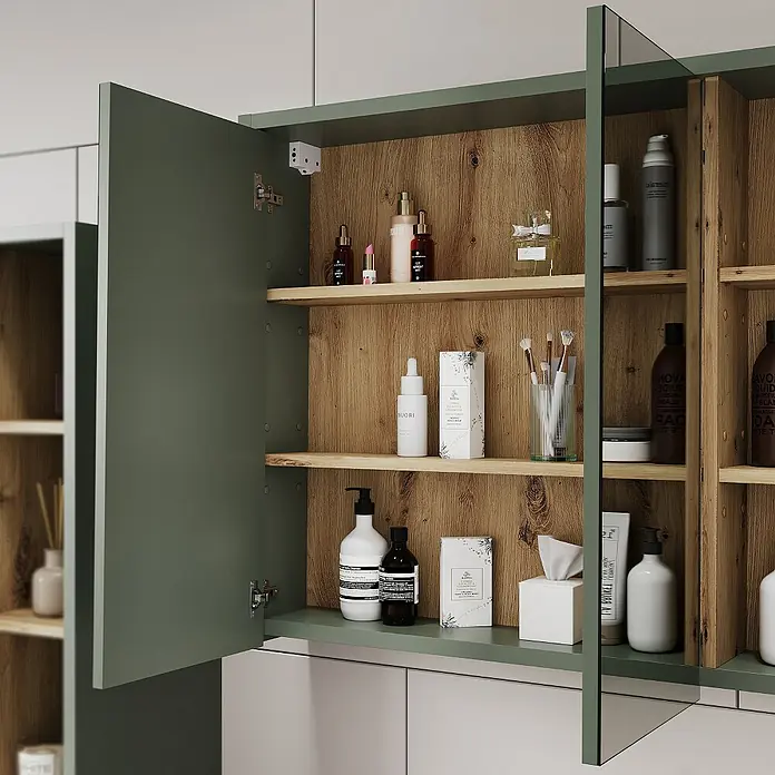 Vicco Spiegelschrank Viola Grün/Artisan mit offenen Regalen - Sonstiges, Grün/Artisan