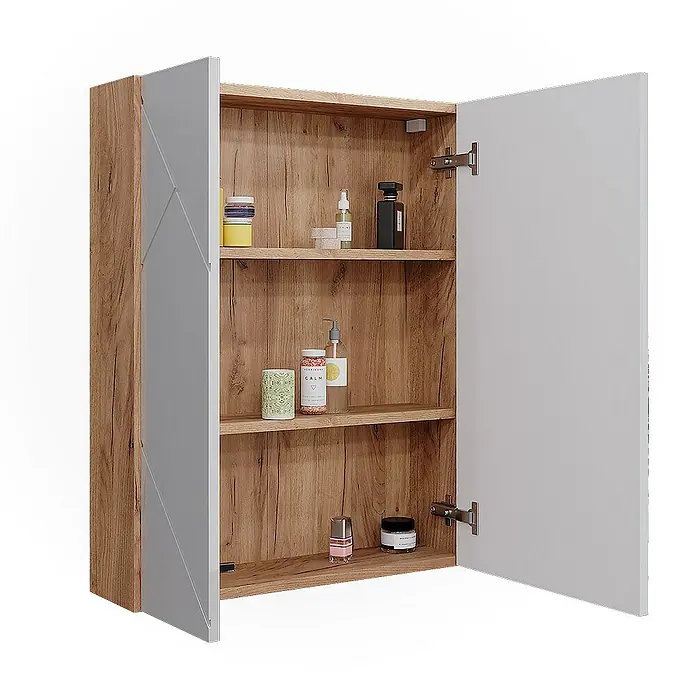 Vicco Spiegelschrank Irma Weiß/Eiche - Sonstiges, Weiß/Eiche