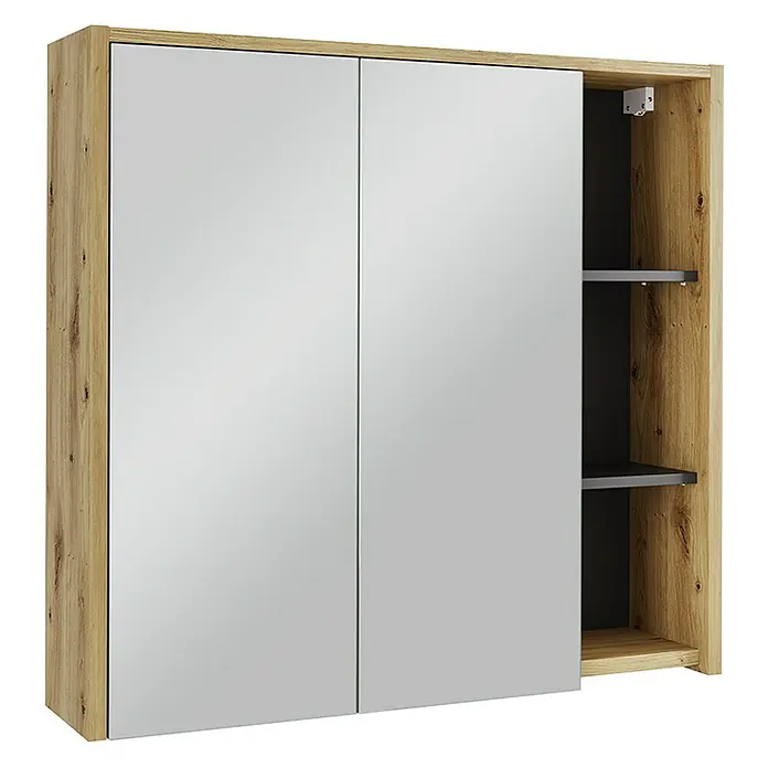 Vicco Spiegelschrank Viola Artisan/Grau mit offenen Regalen - Sonstiges, Artisan/Grau
