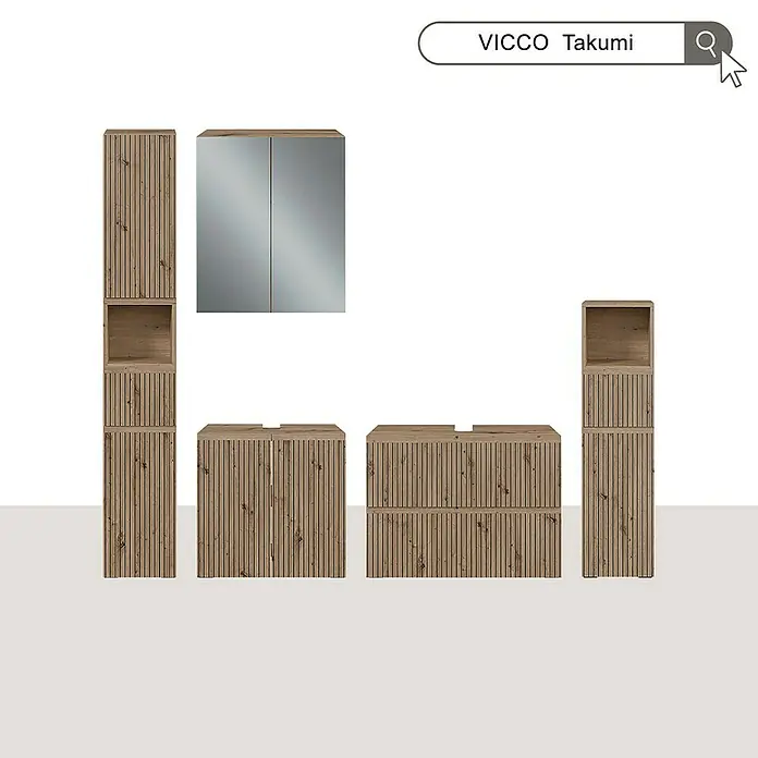 Vicco Spiegelschrank Takumi Artisan mit 3 geschlossenen Ablagefächern - Sonstiges, Artisan