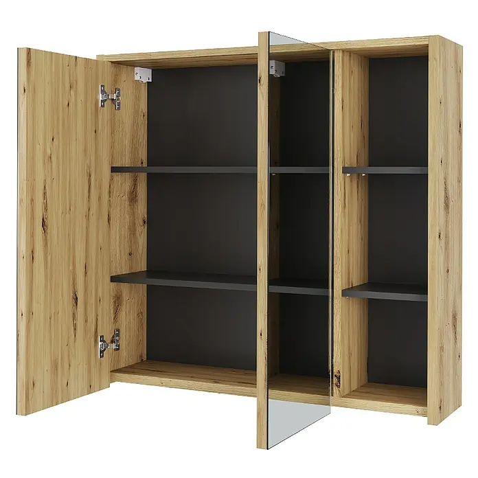 Vicco Spiegelschrank Viola Artisan/Grau mit offenen Regalen - Sonstiges, Artisan/Grau
