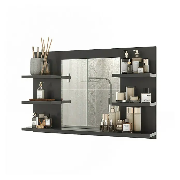 Vicco Spiegelschrank Wilbur Anthrazit mit Regalen - B x H: 78 x 50 cm, Sonstiges, Anthrazit