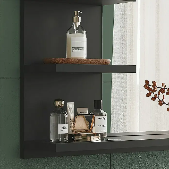 Vicco Spiegelschrank Wilbur Anthrazit mit Regalen - B x H: 78 x 50 cm, Sonstiges, Anthrazit