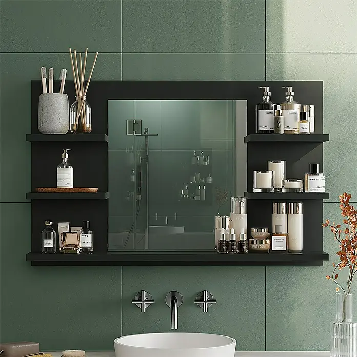 Vicco Spiegelschrank Wilbur Anthrazit mit Regalen - B x H: 78 x 50 cm, Sonstiges, Anthrazit