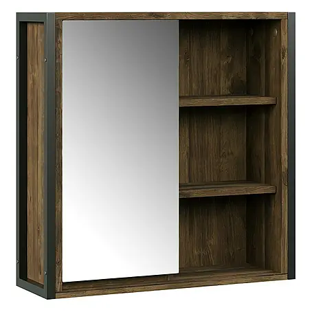 Vicco  Spiegelschrank Naola Eiche/Schwarz mit 1 Spiegeltür