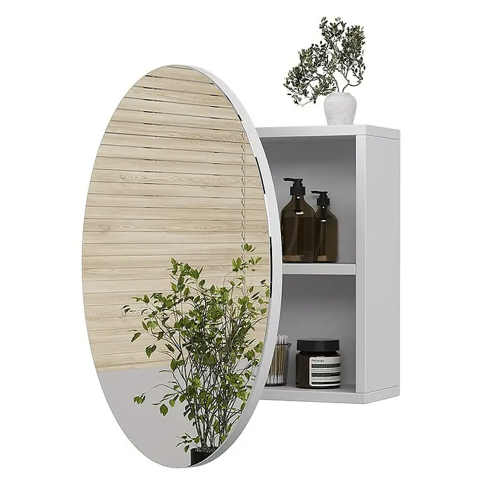 Vicco Spiegelschrank Loki Weiß mit 2 Fächern - B x H: 60 x 60 cm, Sonstiges, Weiß