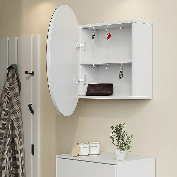 Vicco Spiegelschrank Loki Weiß mit 2 Fächern - B x H: 60 x 60 cm, Sonstiges, Weiß
