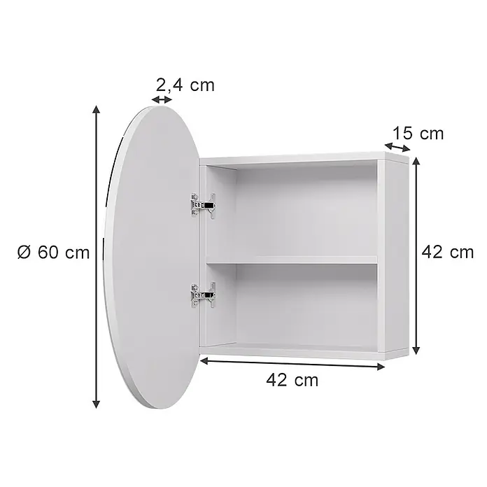 Vicco Spiegelschrank Loki Weiß mit 2 Fächern - B x H: 60 x 60 cm, Sonstiges, Weiß