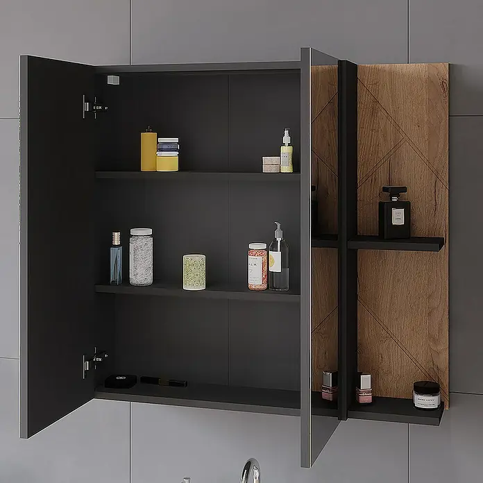 Vicco Spiegelschrank Irma Anthrazit/Goldkraft Eiche - Sonstiges, Anthrazit/Goldkraft Eiche