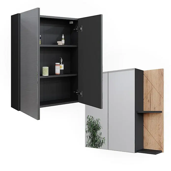 Vicco Spiegelschrank Irma Anthrazit/Goldkraft Eiche - Sonstiges, Anthrazit/Goldkraft Eiche