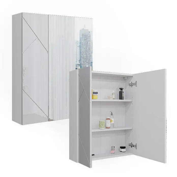 Vicco Spiegelschrank Irma Weiß/Weiß Hochglanz - B x H: 60 x 75 cm, Sonstiges, Weiß/Weiß Hochglanz