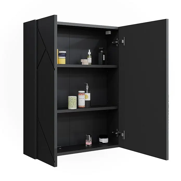 Vicco Spiegelschrank Irma Anthrazit Hochglanz/Anthrazit - B x H: 60 x 75 cm, Sonstiges, Anthrazit Hochglanz/Anthrazit