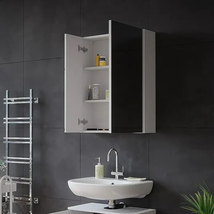 Vicco Spiegelschrank Irma Weiß/Weiß Hochglanz - B x H: 60 x 75 cm, Sonstiges, Weiß/Weiß Hochglanz