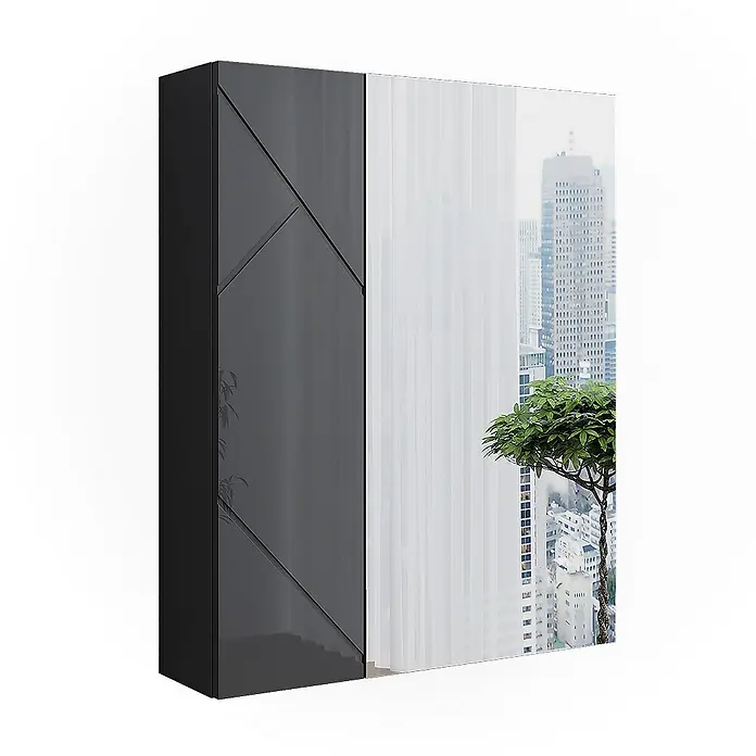 Vicco Spiegelschrank Irma Anthrazit Hochglanz/Anthrazit - B x H: 60 x 75 cm, Sonstiges, Anthrazit Hochglanz/Anthrazit