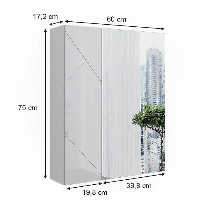 Vicco Spiegelschrank Irma Weiß/Weiß Hochglanz - B x H: 60 x 75 cm, Sonstiges, Weiß/Weiß Hochglanz