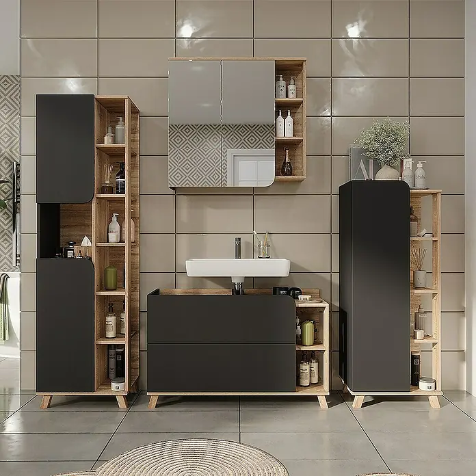 Vicco Spiegelschrank Karen Sonoma - B x H: 80 x 75 cm, Sonstiges, Sonoma