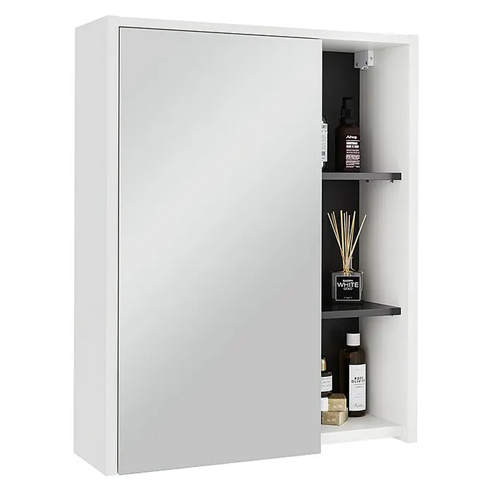 Vicco Spiegelschrank Viola Weiß/Grau mit offenen Regalen - Sonstiges, Weiß/Grau