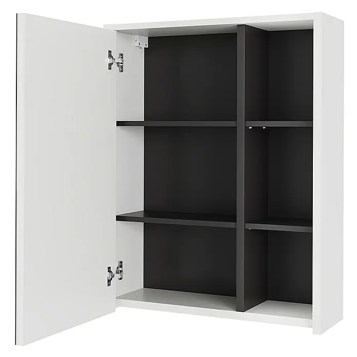 Vicco Spiegelschrank Viola Weiß/Grau mit offenen Regalen - Sonstiges, Weiß/Grau