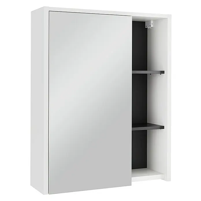 Vicco Spiegelschrank Viola Weiß/Grau mit offenen Regalen - Sonstiges, Weiß/Grau