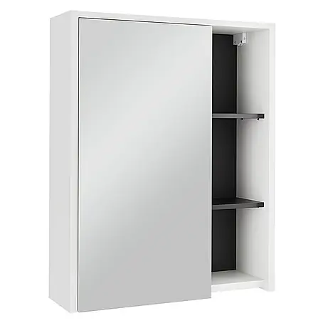 Vicco  Spiegelschrank Viola Weiß/Grau mit offenen Regalen