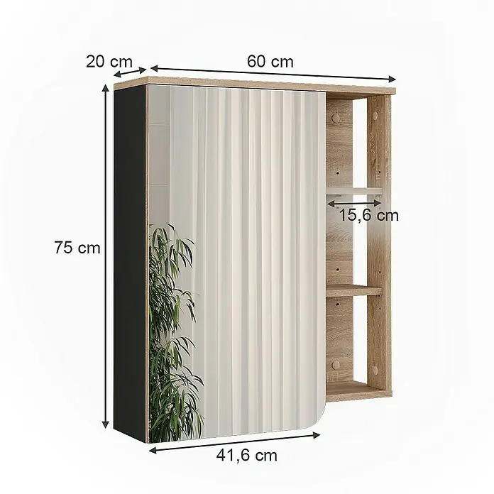 Vicco Spiegelschrank Karen Sonoma - B x H: 60 x 75 cm, Sonstiges, Sonoma