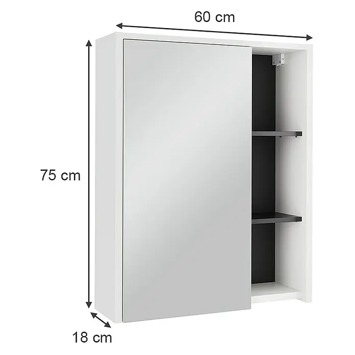 Vicco Spiegelschrank Viola Weiß/Grau mit offenen Regalen - Sonstiges, Weiß/Grau