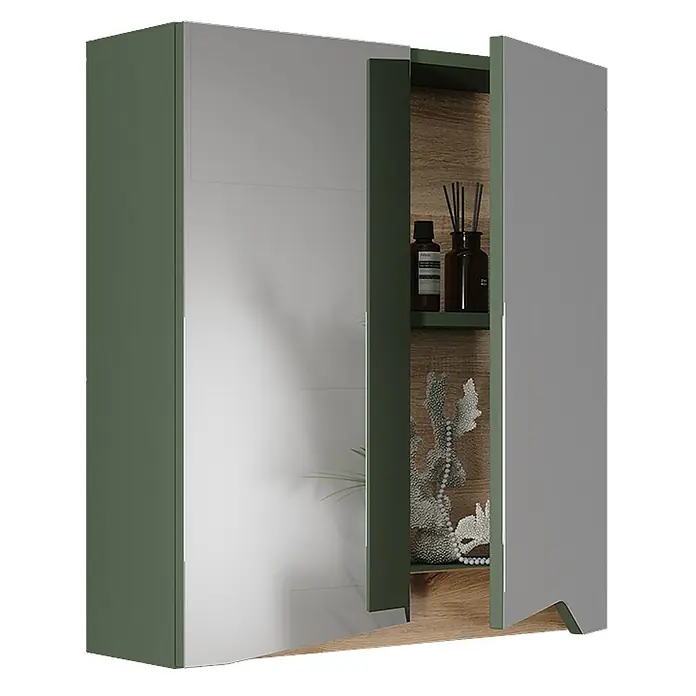 Vicco Spiegelschrank Marelle Grün/Artisan mit höhenverstellbarem Einlegeboden - Sonstiges, Grün/Artisan