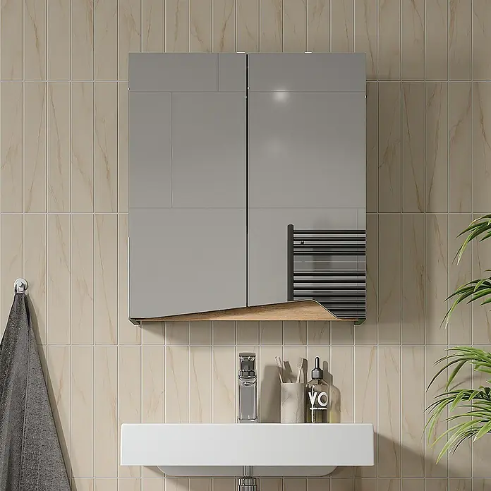 Vicco Spiegelschrank Marelle Grün/Artisan mit höhenverstellbarem Einlegeboden - Sonstiges, Grün/Artisan
