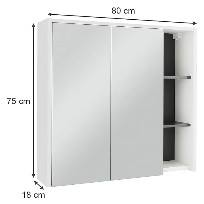 Vicco Spiegelschrank Viola Weiß/Grau mit offenen Regalen - Sonstiges, Weiß/Grau