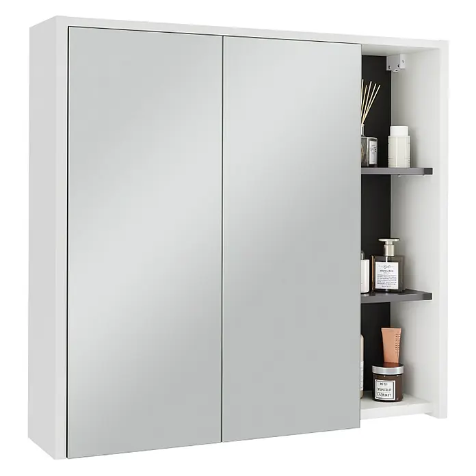Vicco Spiegelschrank Viola Weiß/Grau mit offenen Regalen - Sonstiges, Weiß/Grau